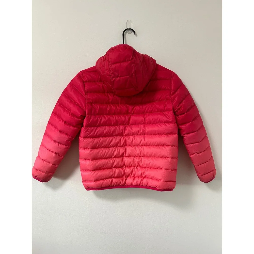 Eddie Bauer Kids Reversible Puffer Jacket Pink Ombre Hooded Zip Up Size M‎ 10 12